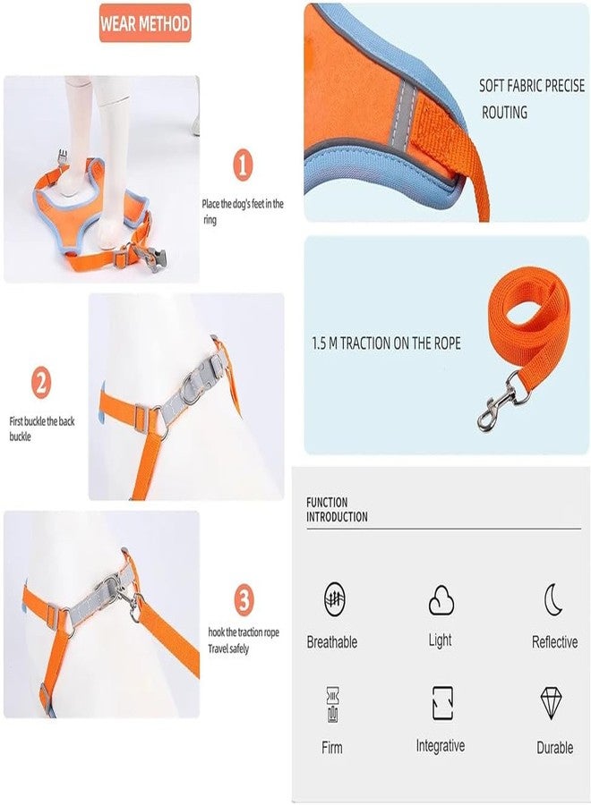 FAYBY طقم سرج ومقود للحيوانات الأليفة من فايبي، مناسب للتدريب والمشي، عاكس للضوء، للقطط والكلاب (قطعة واحدة، 1.5 متر) - Image 4